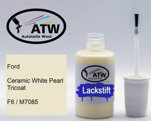 Ford, Ceramic White Pearl Tricoat, F6 / M7085: 20ml Lackstift, von ATW Autoteile West.